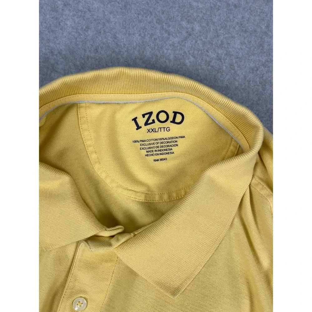 Dunkin Donuts Polo Shirt Men's Size XXL Yellow Work Shirt IZOD Coffee Stain Logo